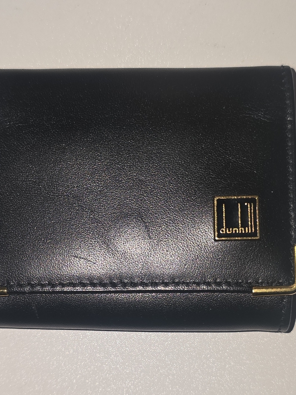 Dunhill Black Leather Coin Or Jewelry Pouch with Gold Accent